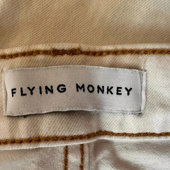 Flying Monkey White Distressed Jeans w/ Tan Stitching - Picture 10 of 16